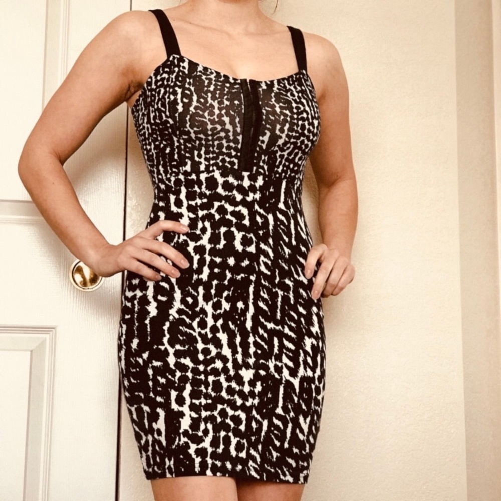 Black Cheetah Print Mini Dress
